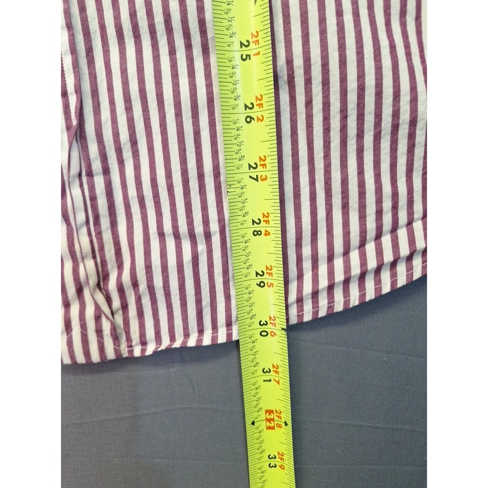 Polo Ralph Lauren Button Down Mens Large Maroon Striped Custom Fit Preppy Office - Picture 6 of 8